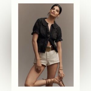 NWT The Kiera Waisted Tuxedo Front Blouse by Pilcro